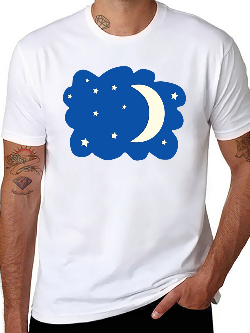Night Sky T-Shirt - Stars and Moon Design
