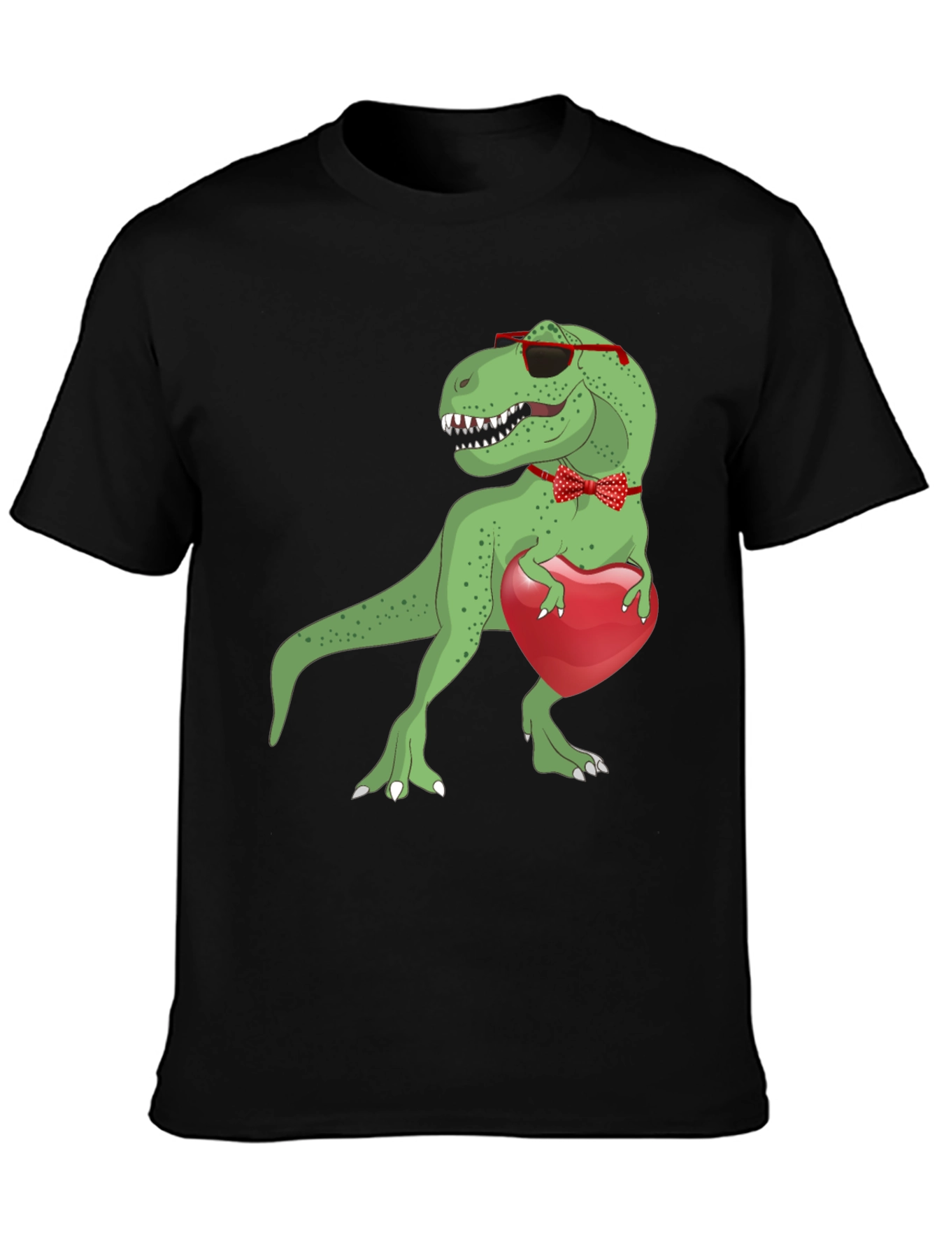 Dino Love T-Shirt: Rex with Heart & Bowtie