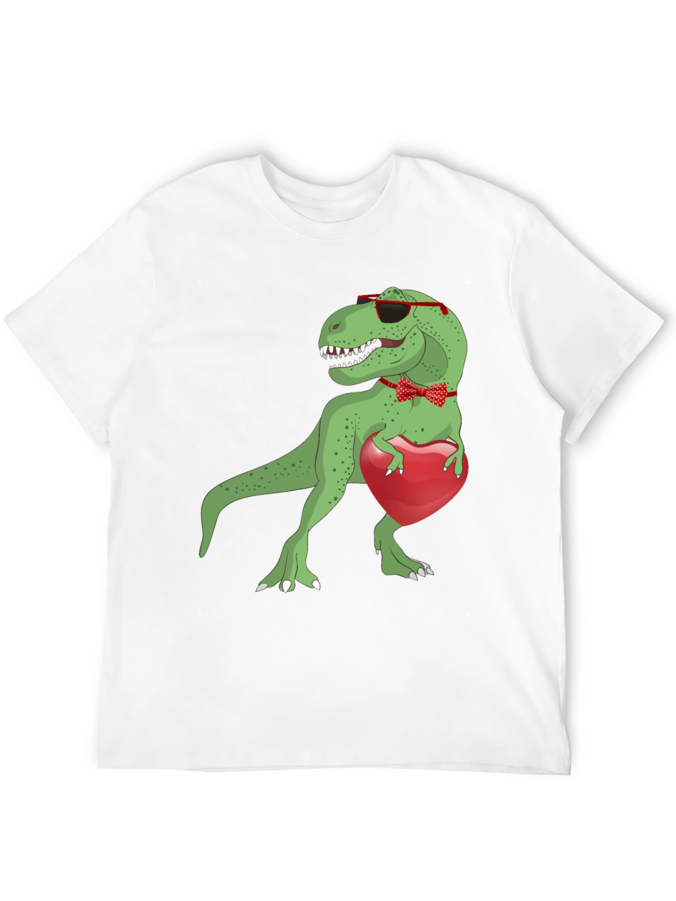 Dino Love T-Shirt: Rex with Heart & Bowtie