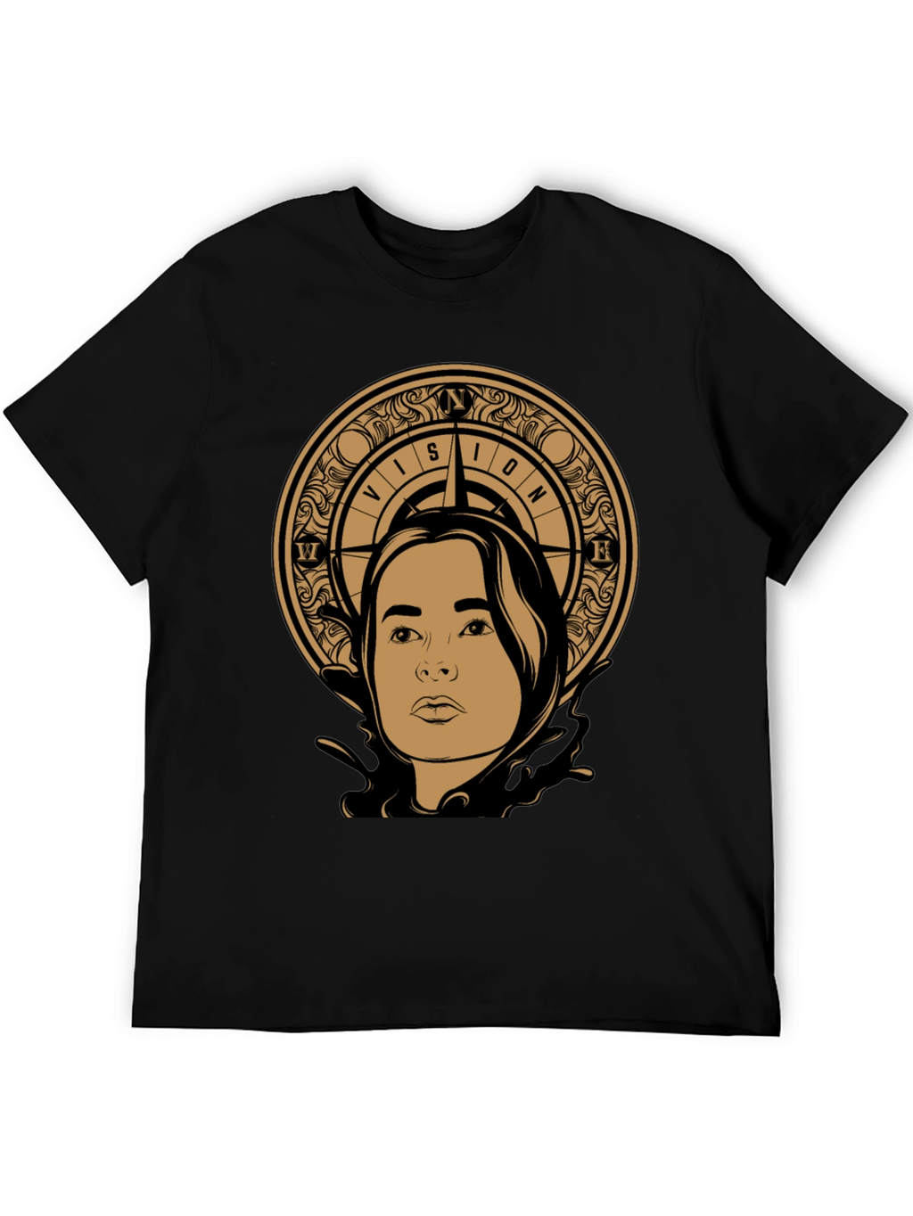 Vision Compass Graphic Tee - Stylish Unisex Black T-Shirt