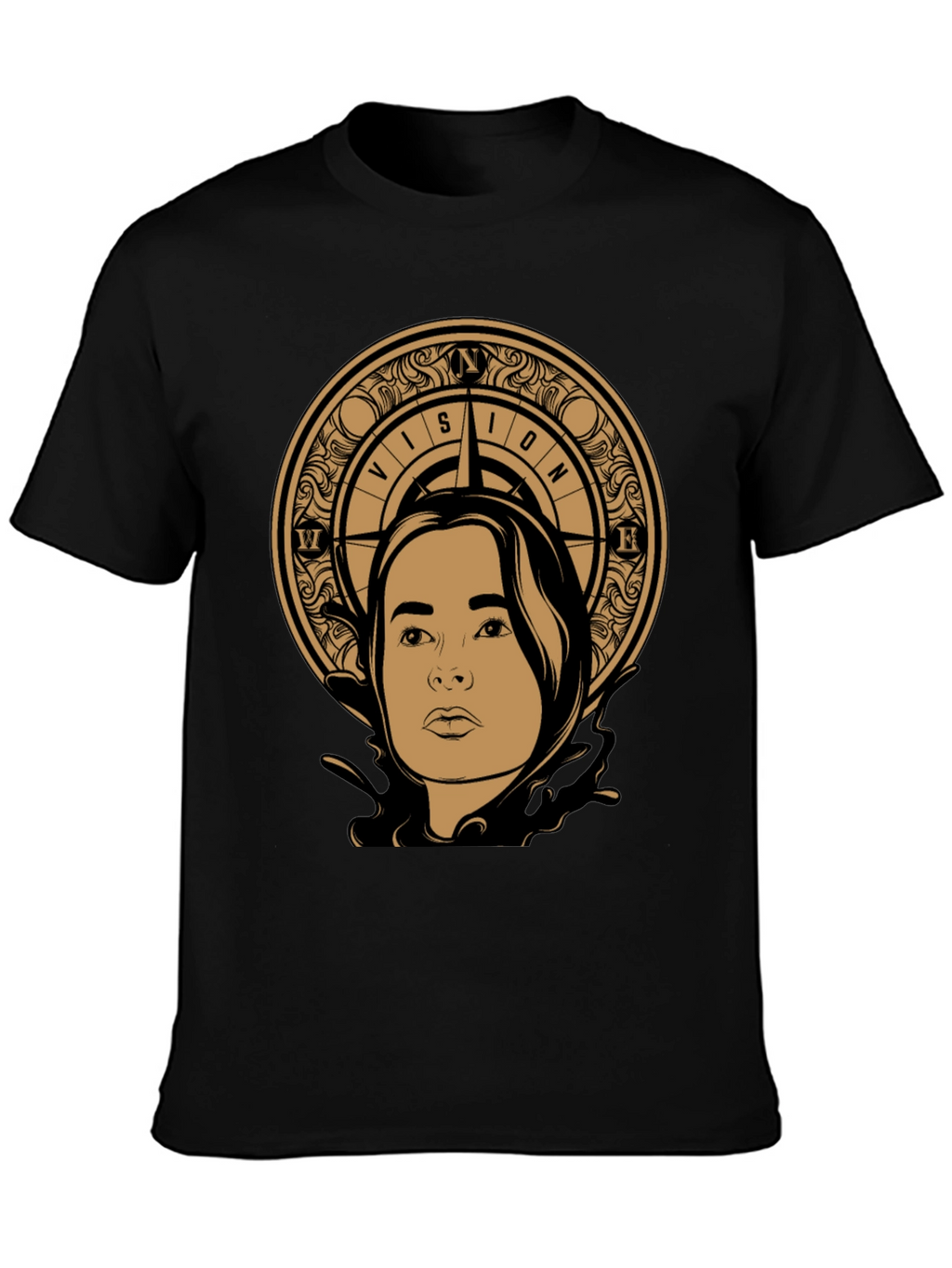 Vision Compass Graphic Tee - Stylish Unisex Black T-Shirt