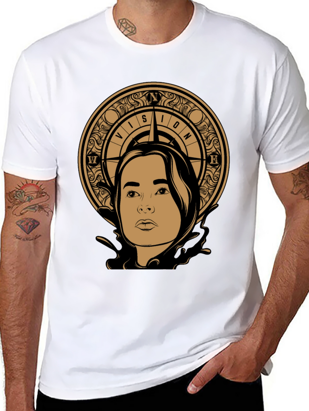 Vision Compass Graphic Tee - Stylish Unisex Black T-Shirt