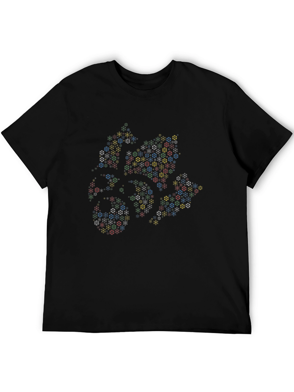 Abstract Geometric Snowflake T-Shirt - Black