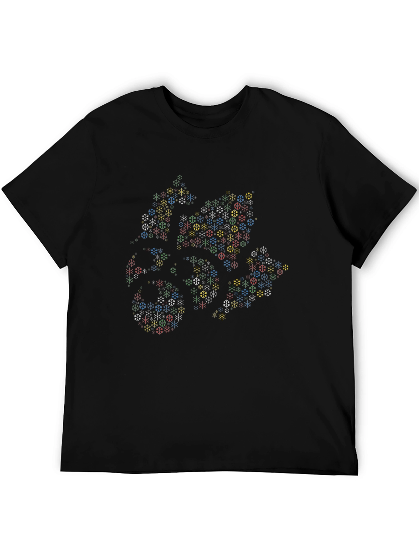 Abstract Geometric Snowflake T-Shirt - Black