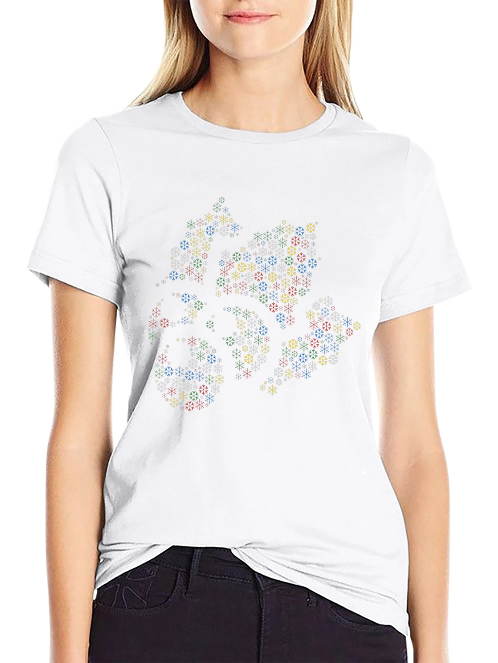 Abstract Geometric Snowflake T-Shirt - Black