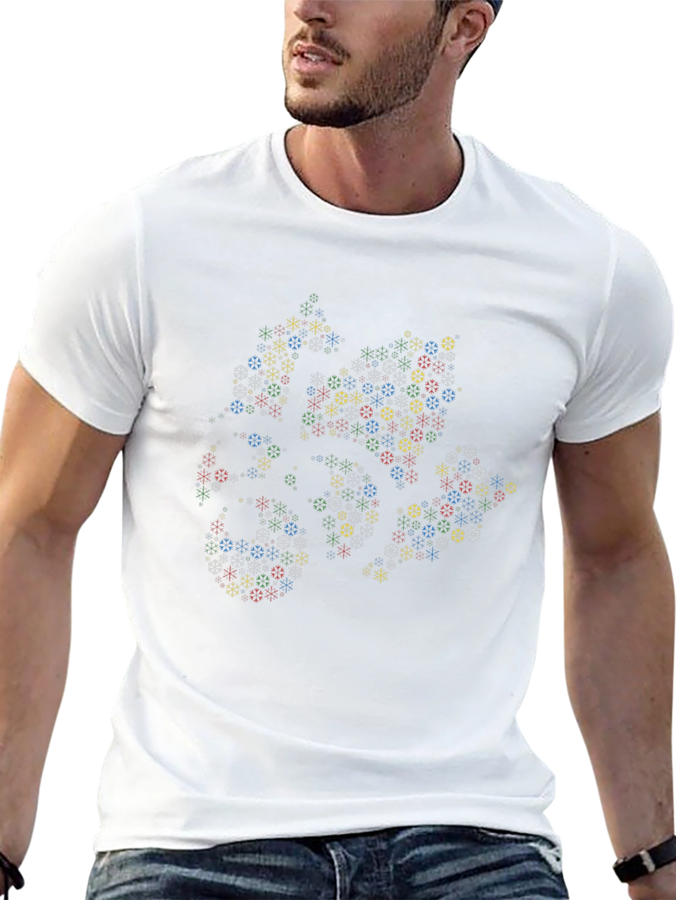 Abstract Geometric Snowflake T-Shirt - Black