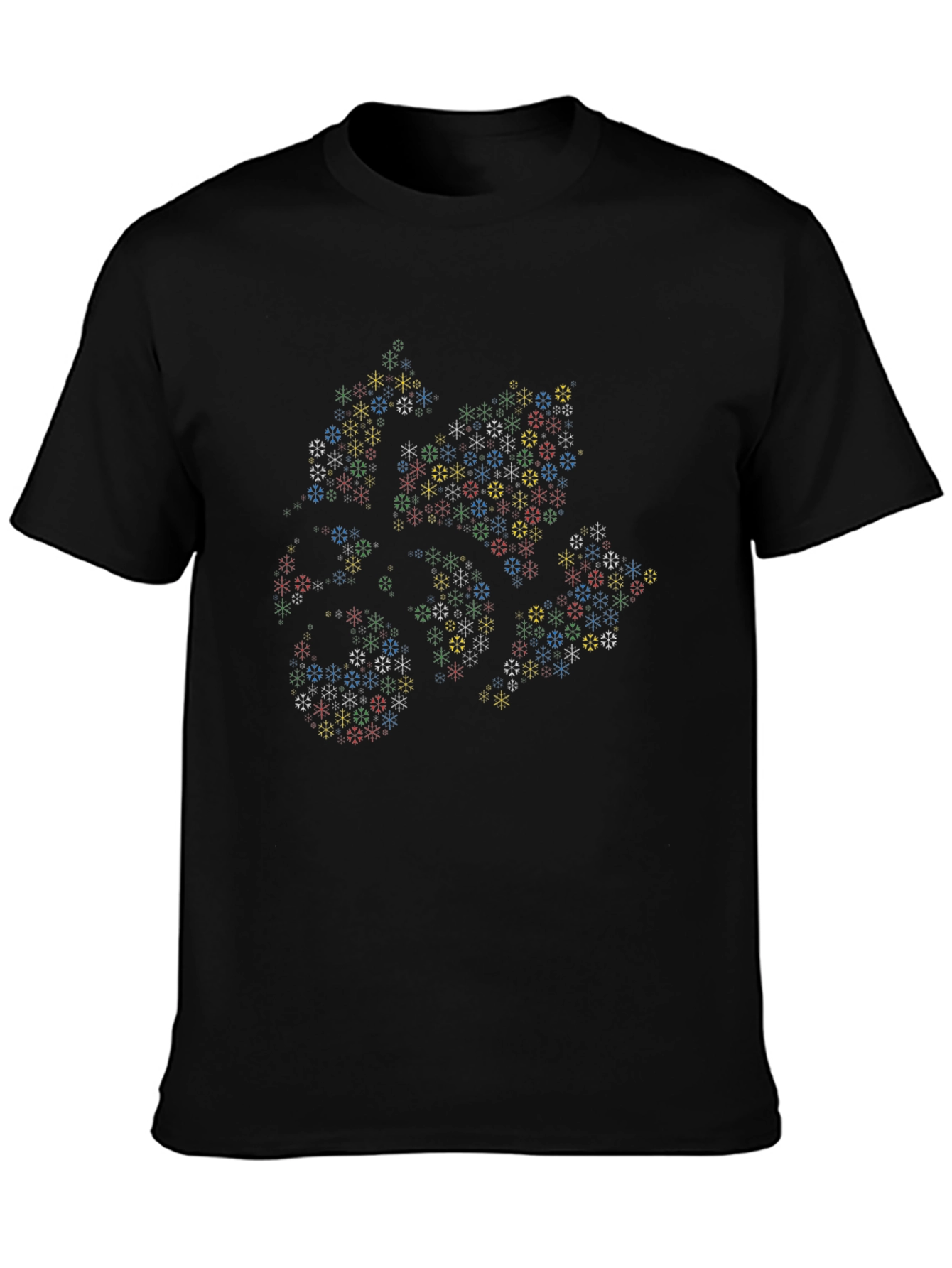 Abstract Geometric Snowflake T-Shirt - Black