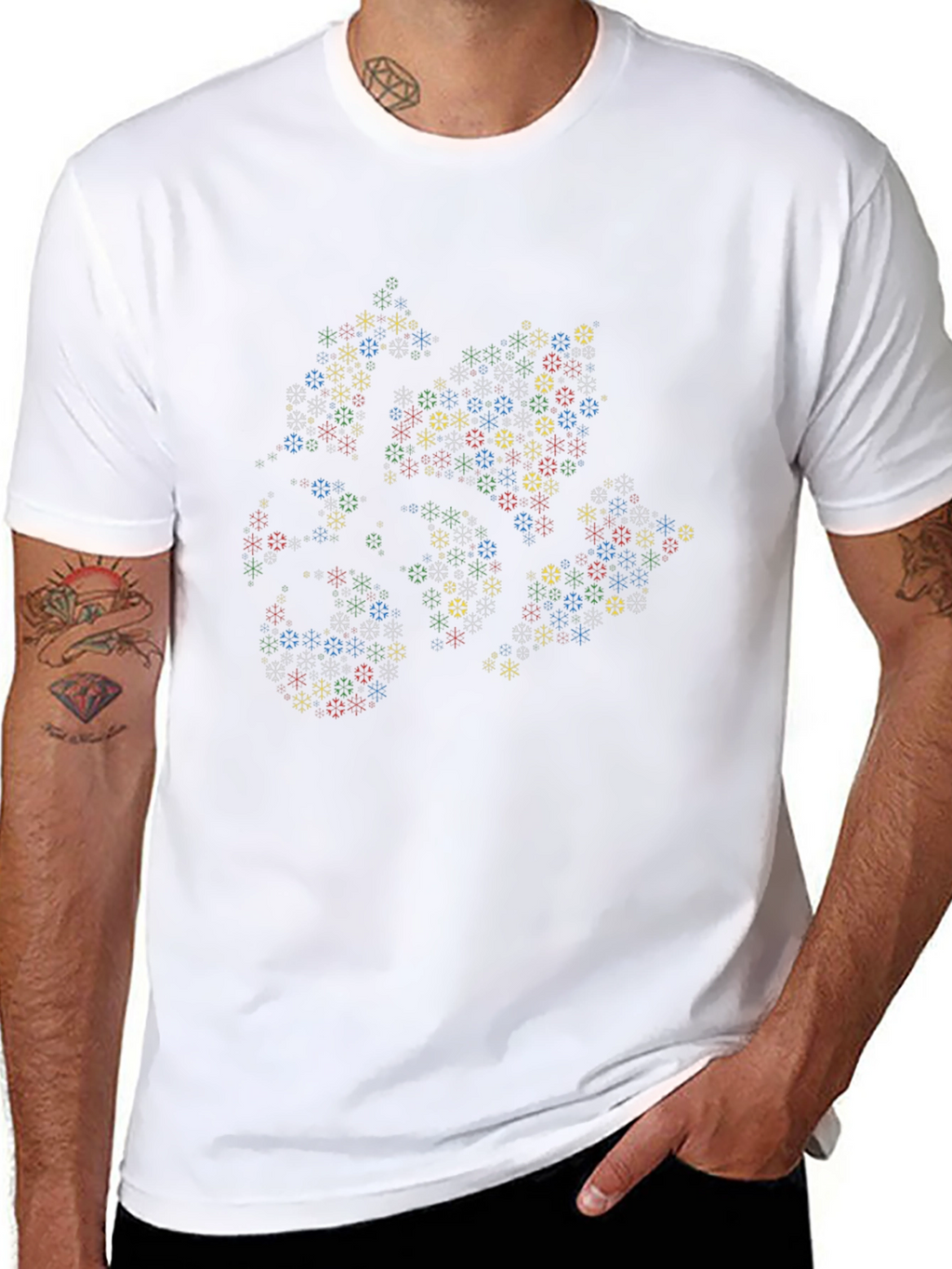 Abstract Geometric Snowflake T-Shirt - Black