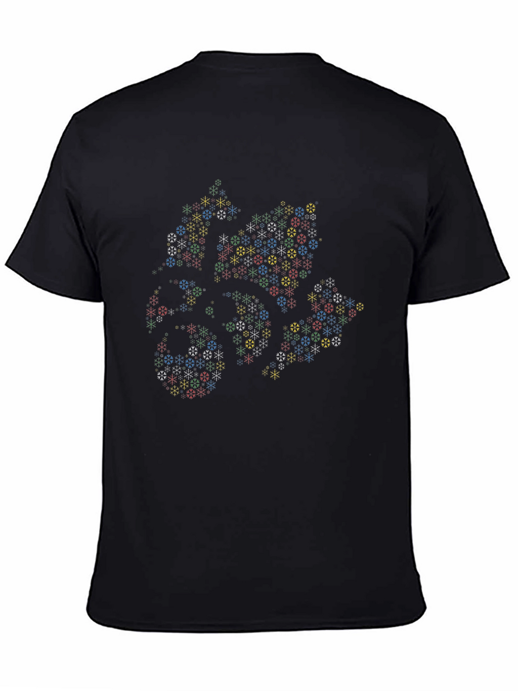 Abstract Geometric Snowflake T-Shirt - Black