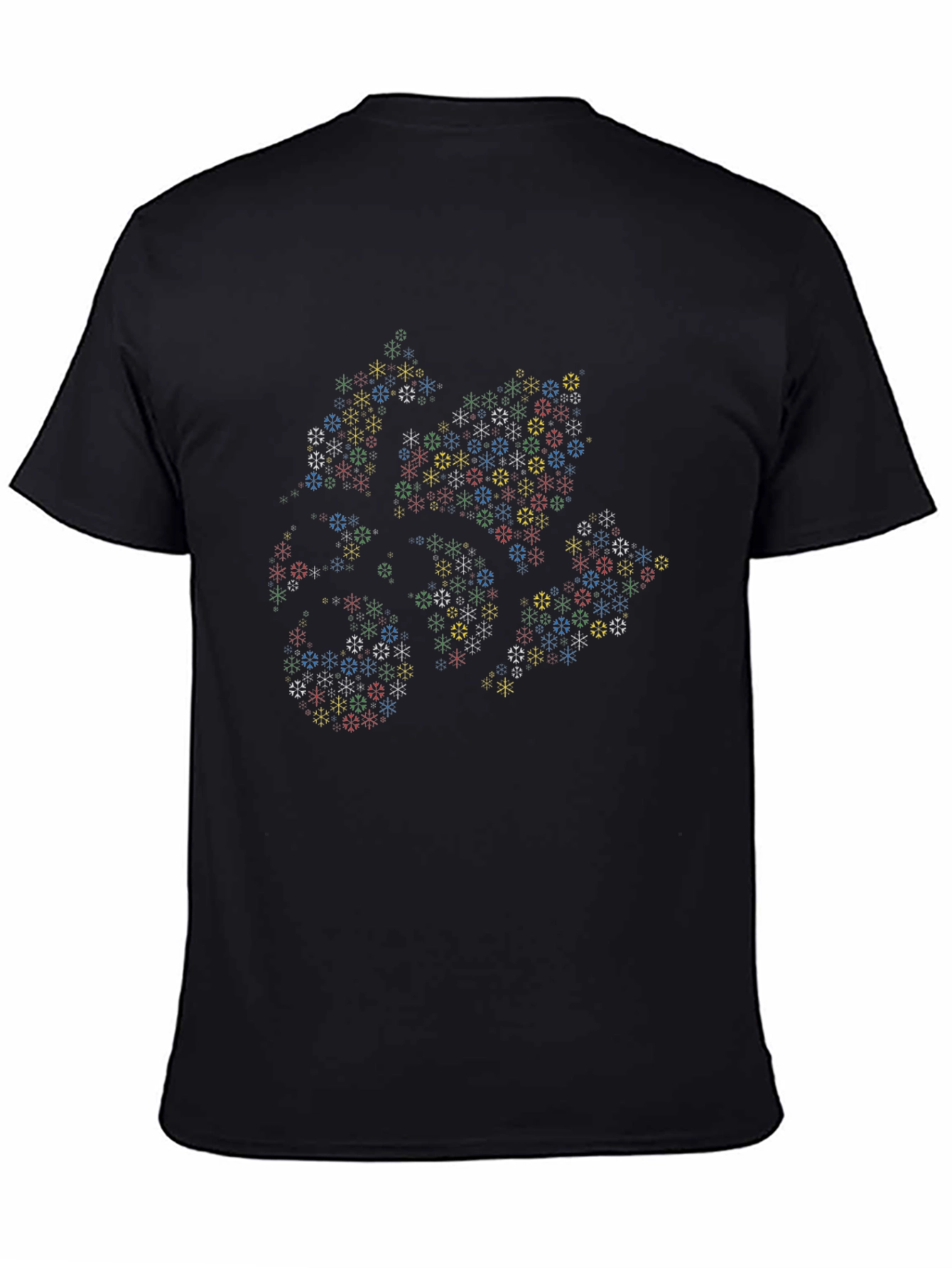 Abstract Geometric Snowflake T-Shirt - Black