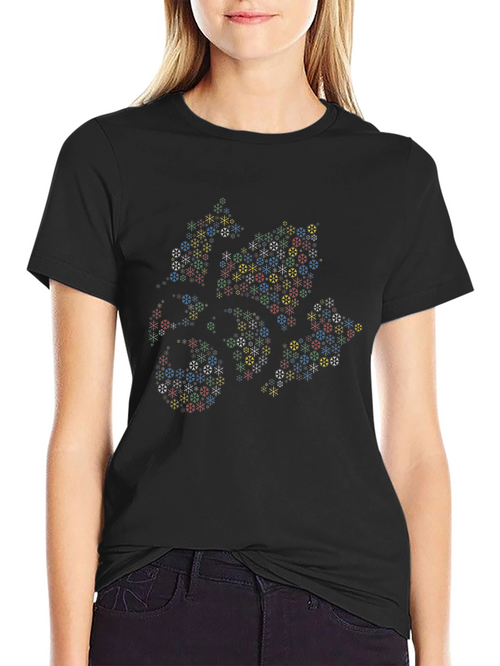Abstract Geometric Snowflake T-Shirt - Black