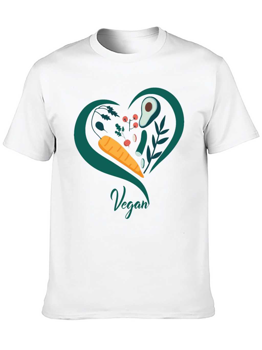 Vegan Heart T-Shirt - Black Casual Fit