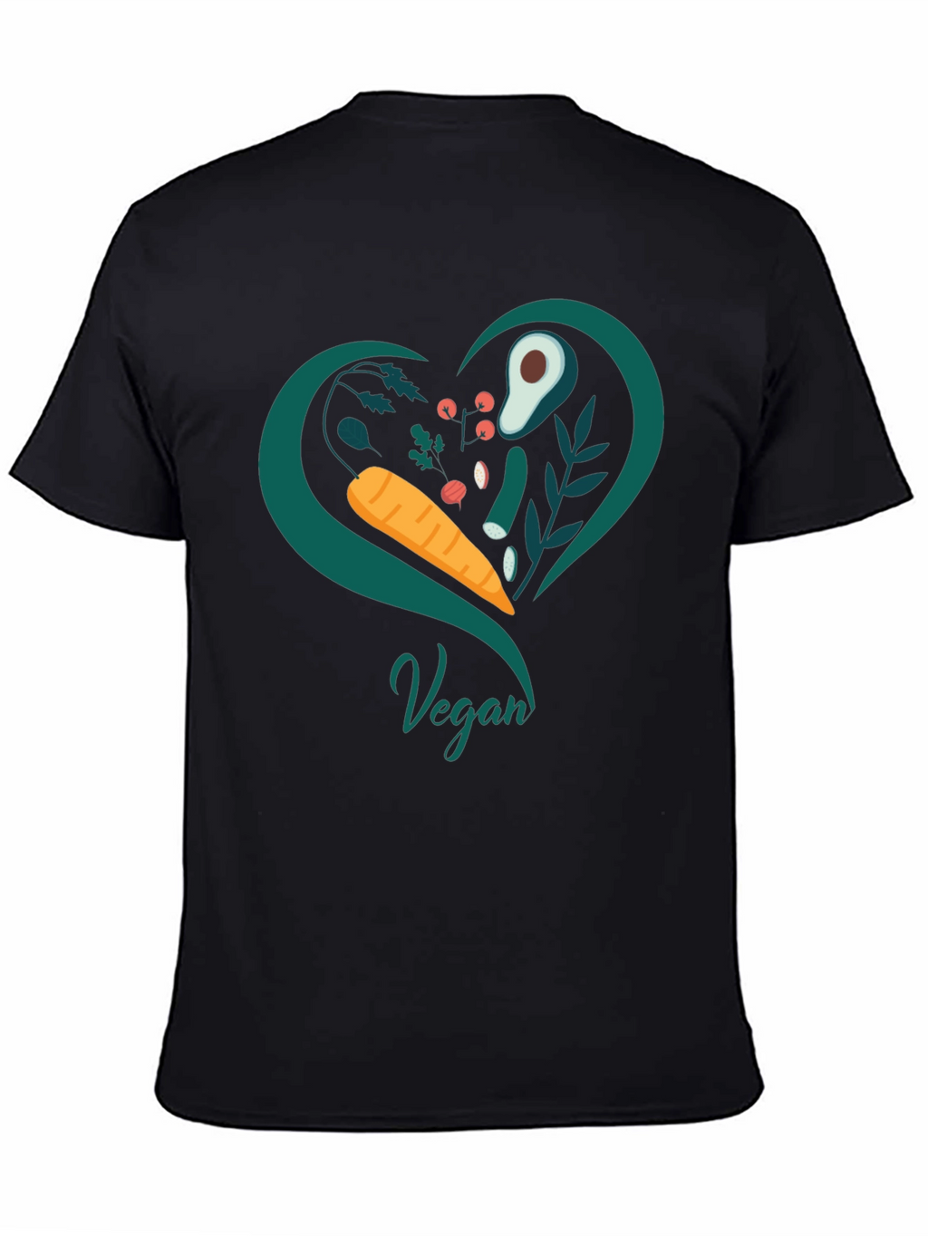 Vegan Heart T-Shirt - Black Casual Fit