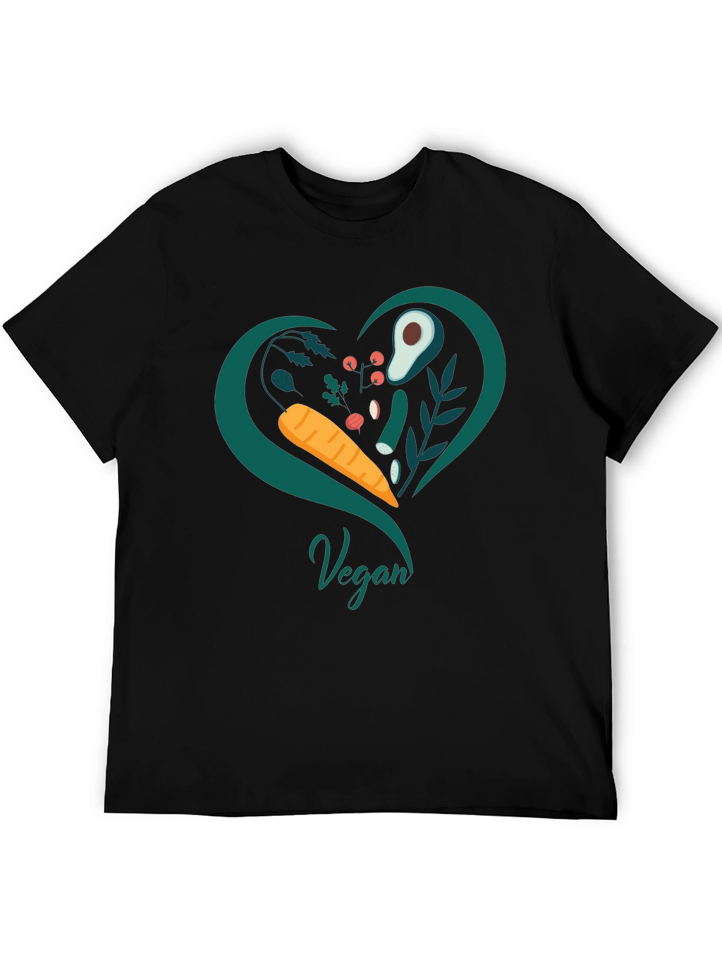 Vegan Heart T-Shirt - Black Casual Fit