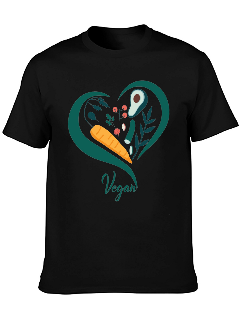 Vegan Heart T-Shirt - Black Casual Fit
