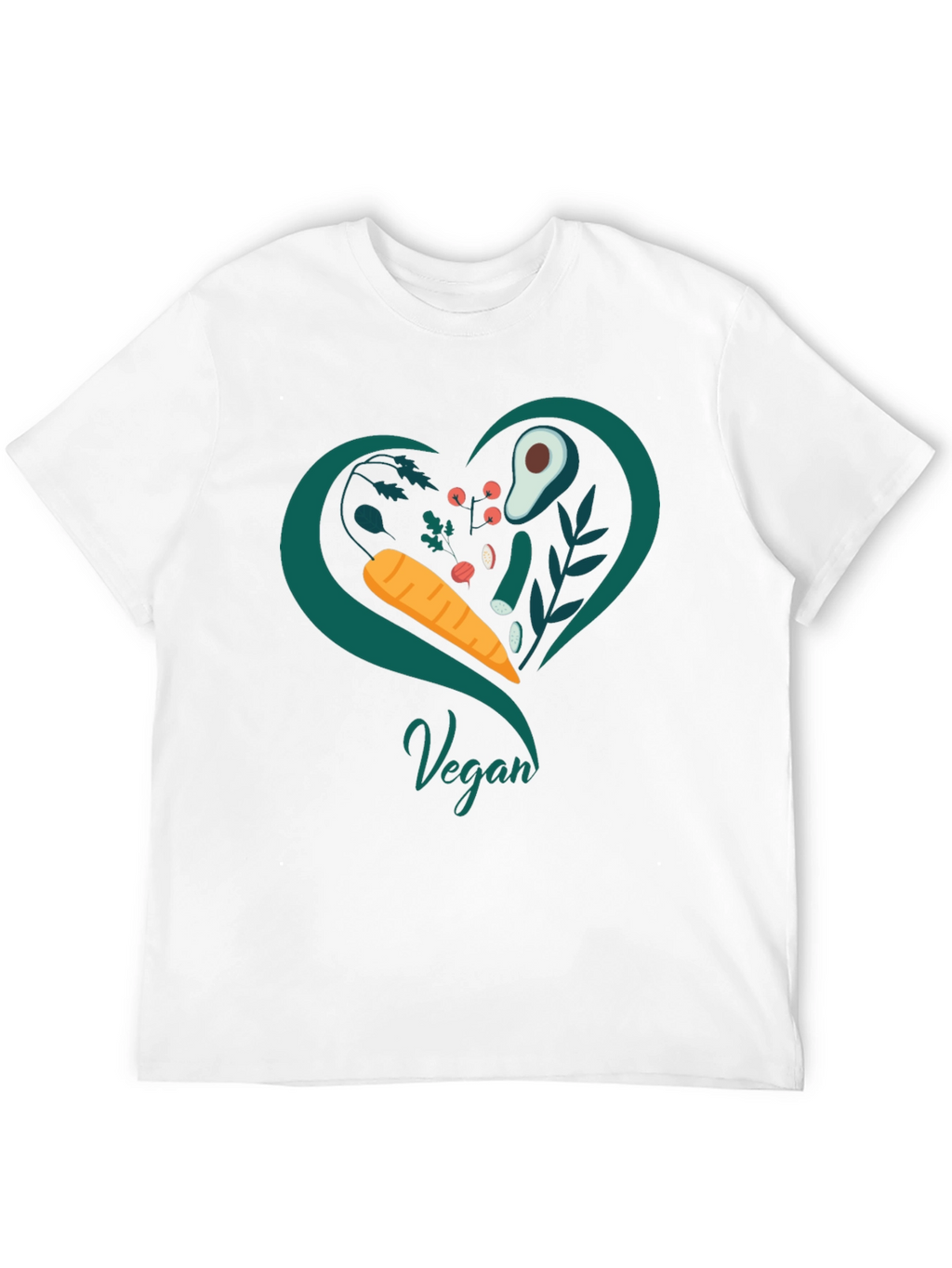 Vegan Heart T-Shirt - Black Casual Fit