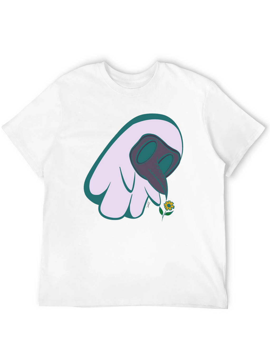 Whimsical Plague Doctor Flower Graphic Tee