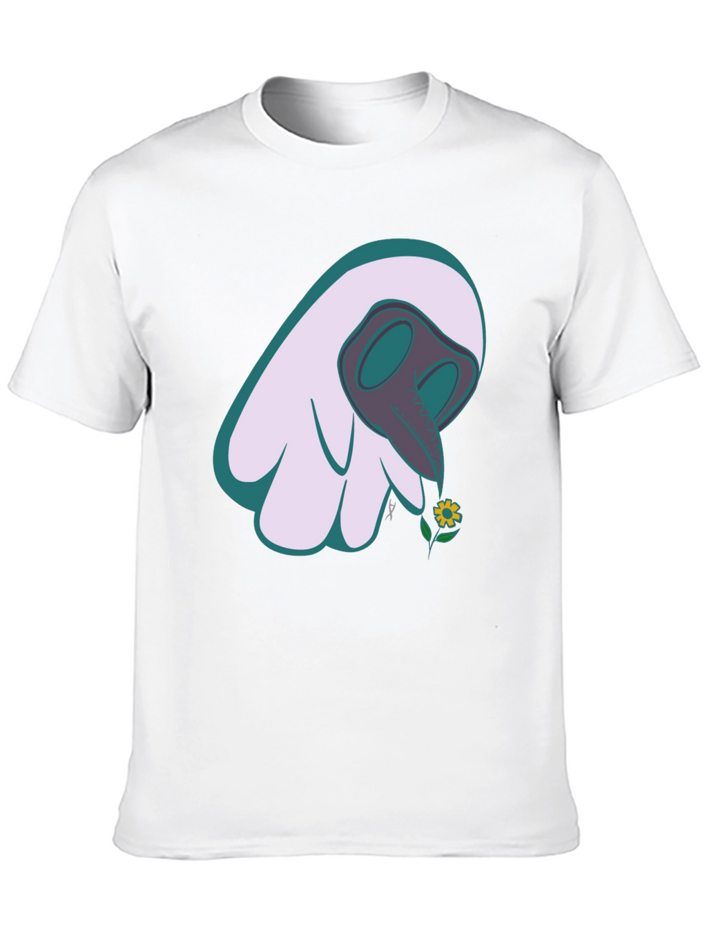 Whimsical Plague Doctor Flower Graphic Tee