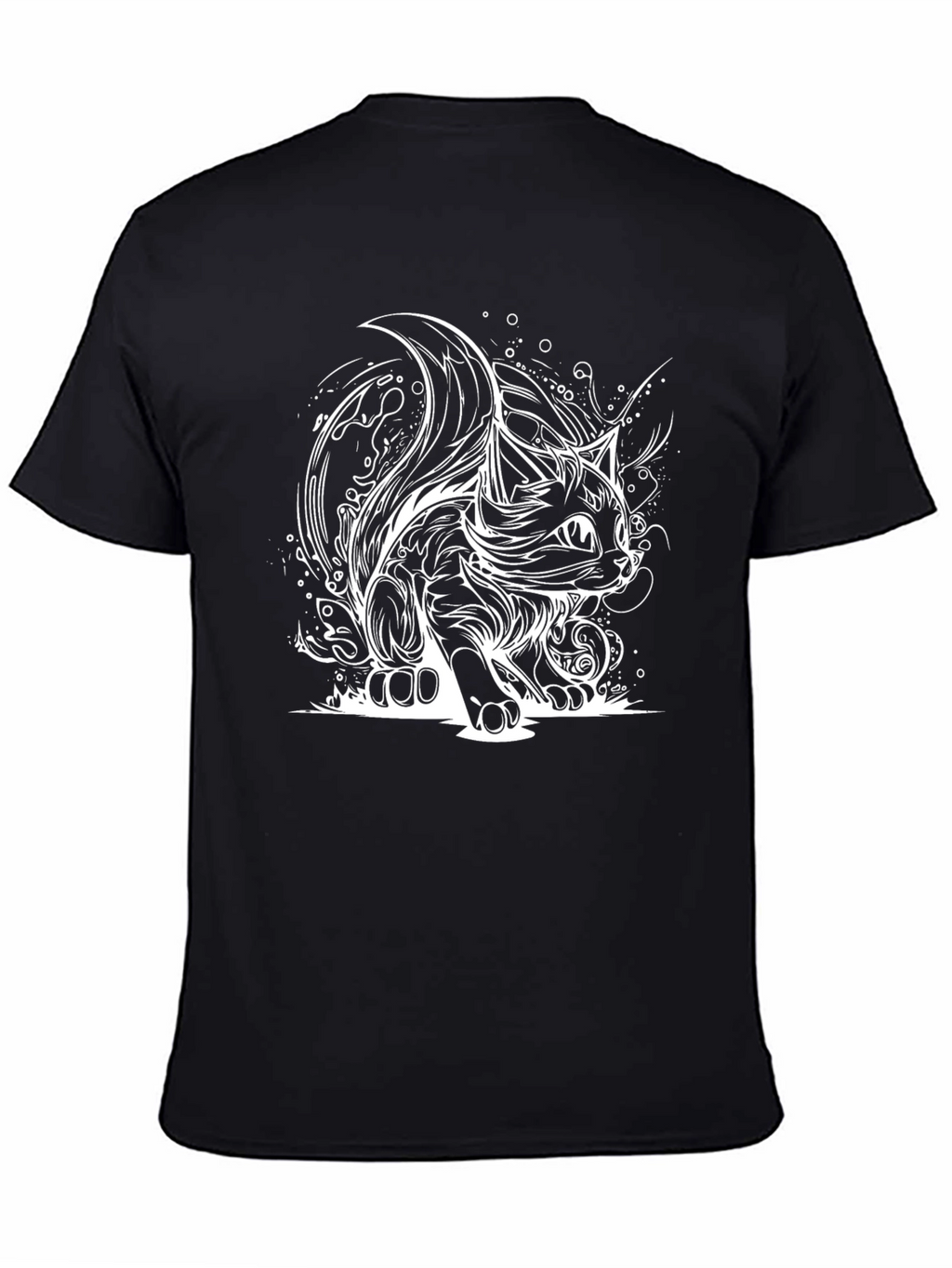 Stylish Black T-Shirt with Cat Design