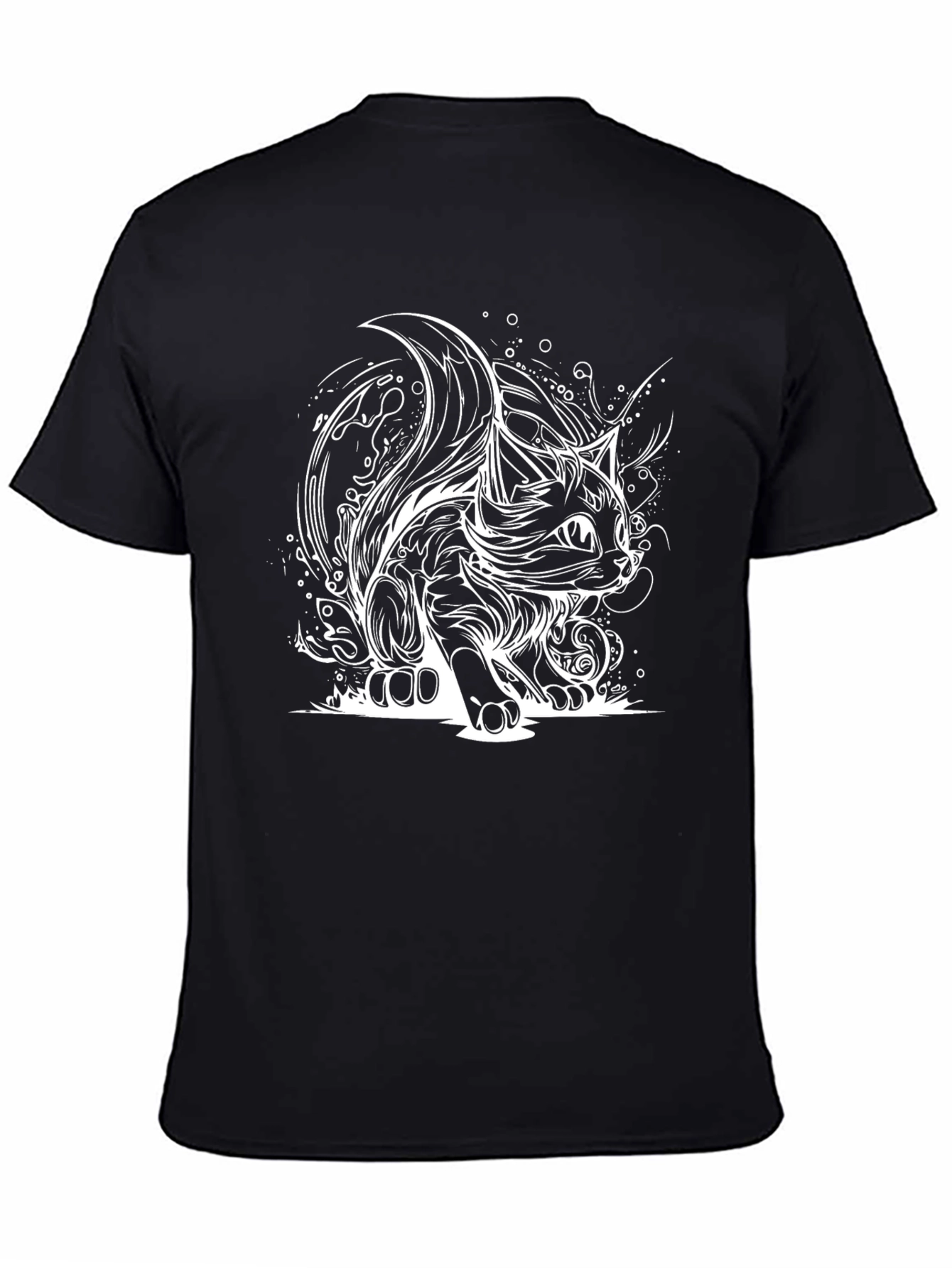 Stylish Black T-Shirt with Cat Design