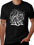 Stylish Black T-Shirt with Cat Design