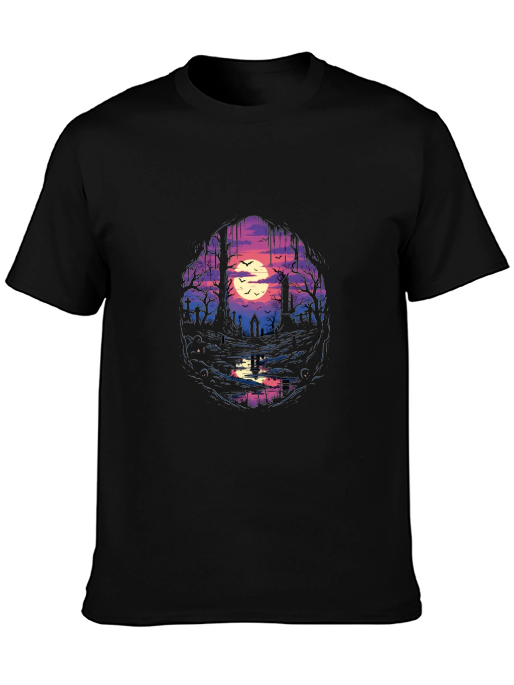 Graveyard Moon T-Shirt - Spooky Scene Tee