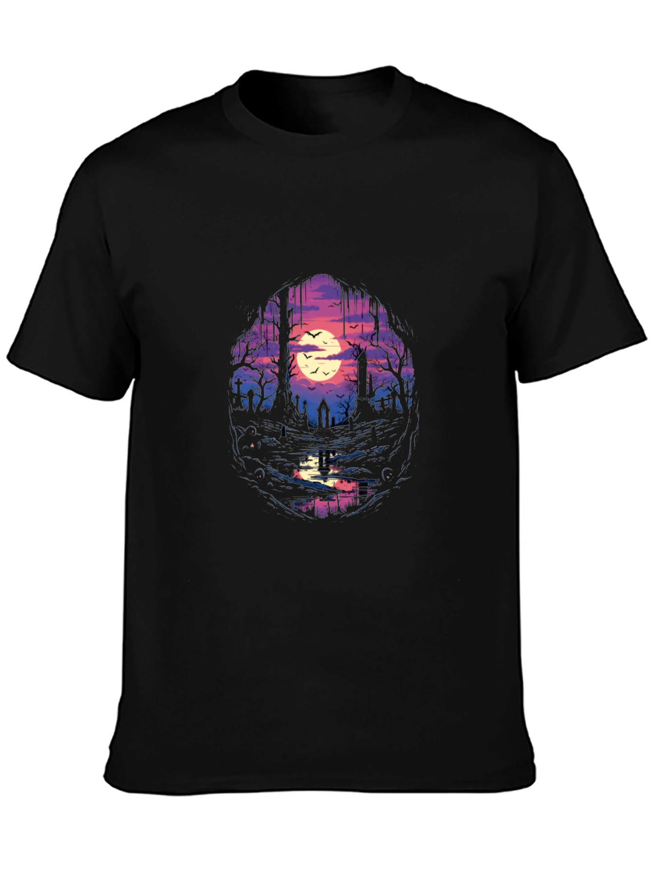 Graveyard Moon T-Shirt - Spooky Scene Tee