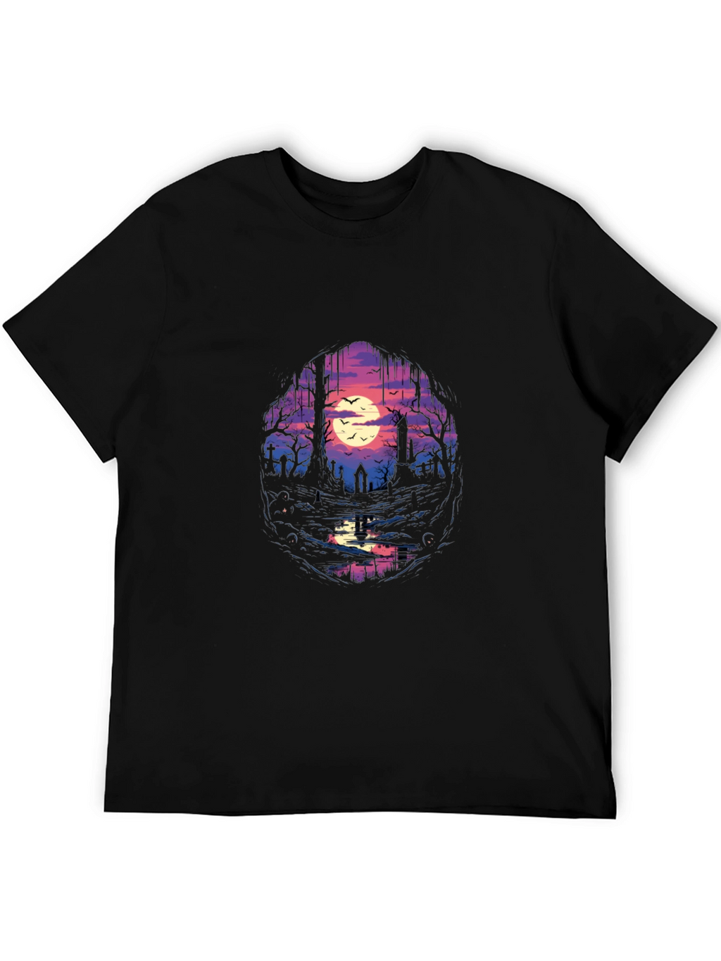 Graveyard Moon T-Shirt - Spooky Scene Tee