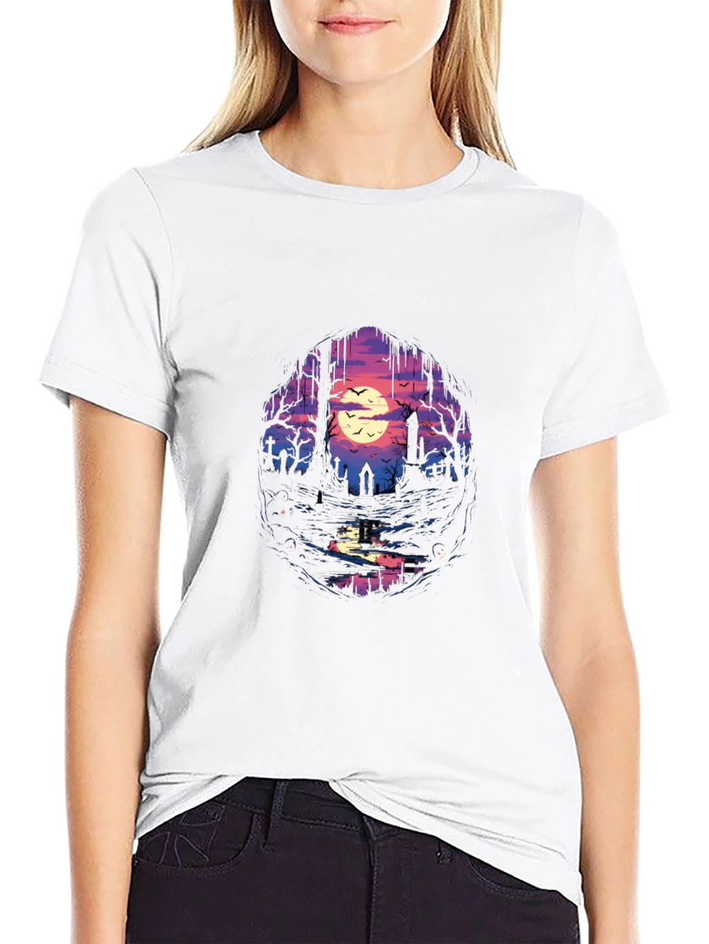 Graveyard Moon T-Shirt - Spooky Scene Tee