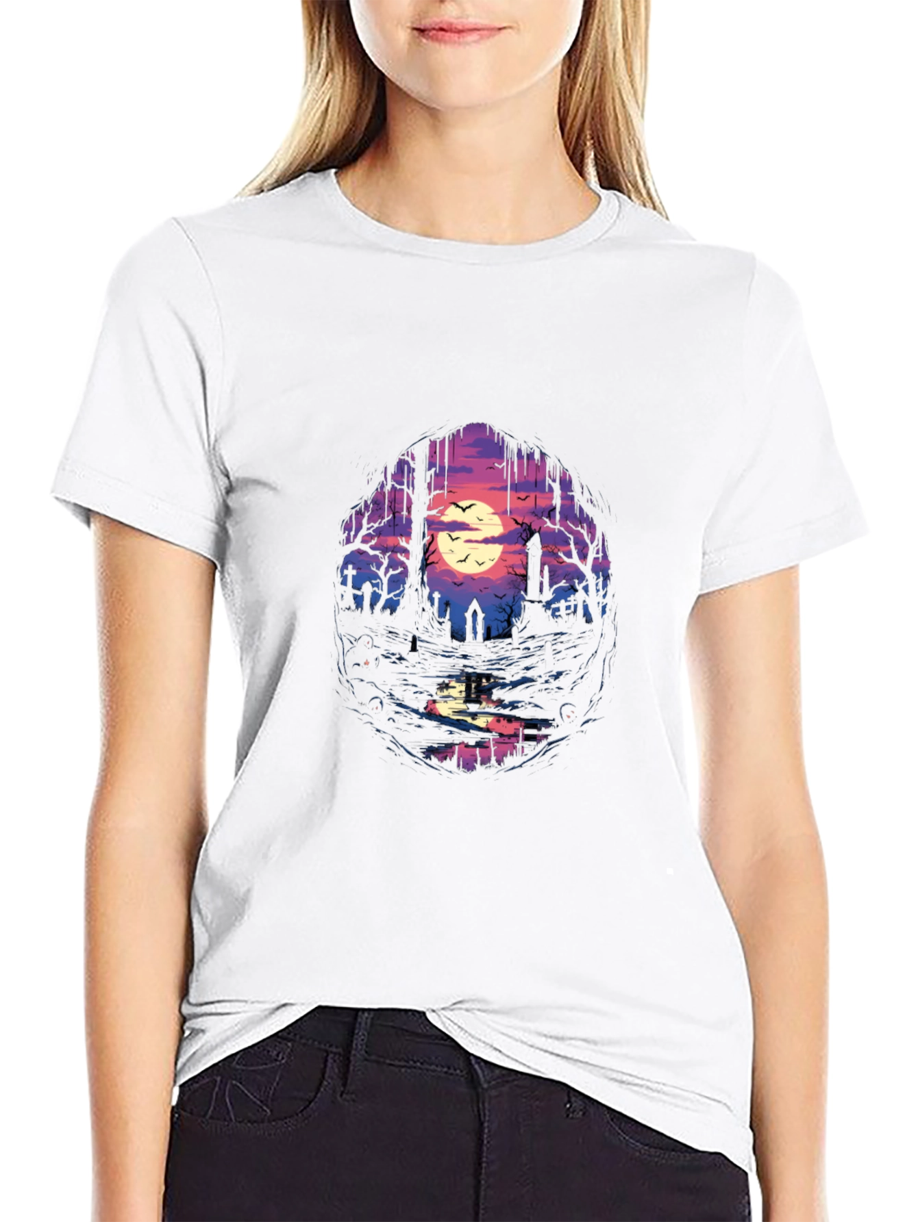 Graveyard Moon T-Shirt - Spooky Scene Tee