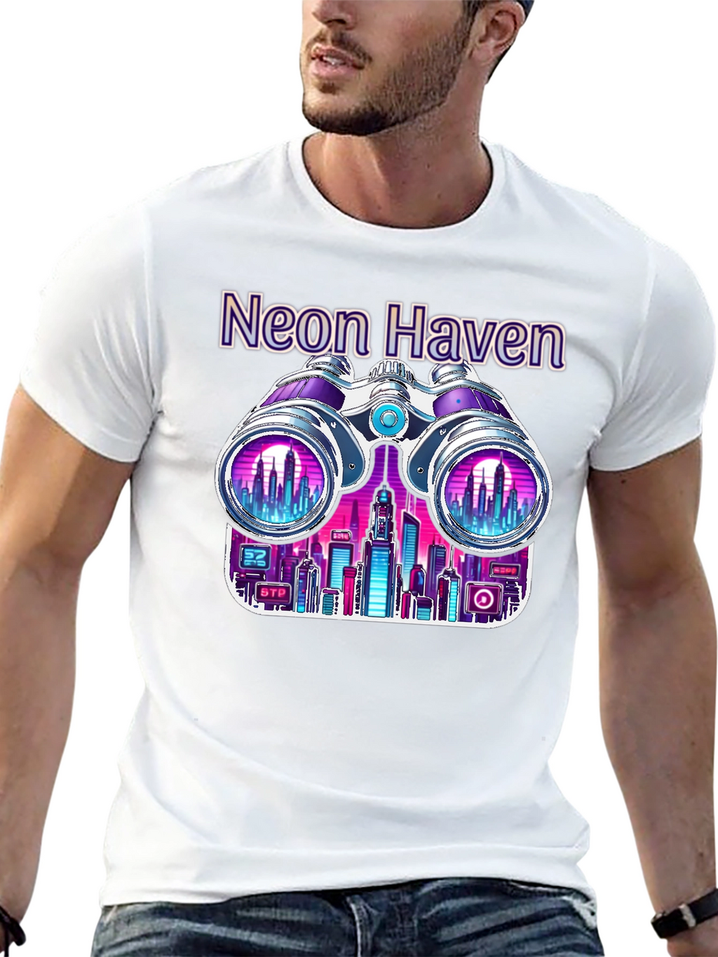 Neon Haven Cityscape Graphic Tee - Stylish Urban Fashion