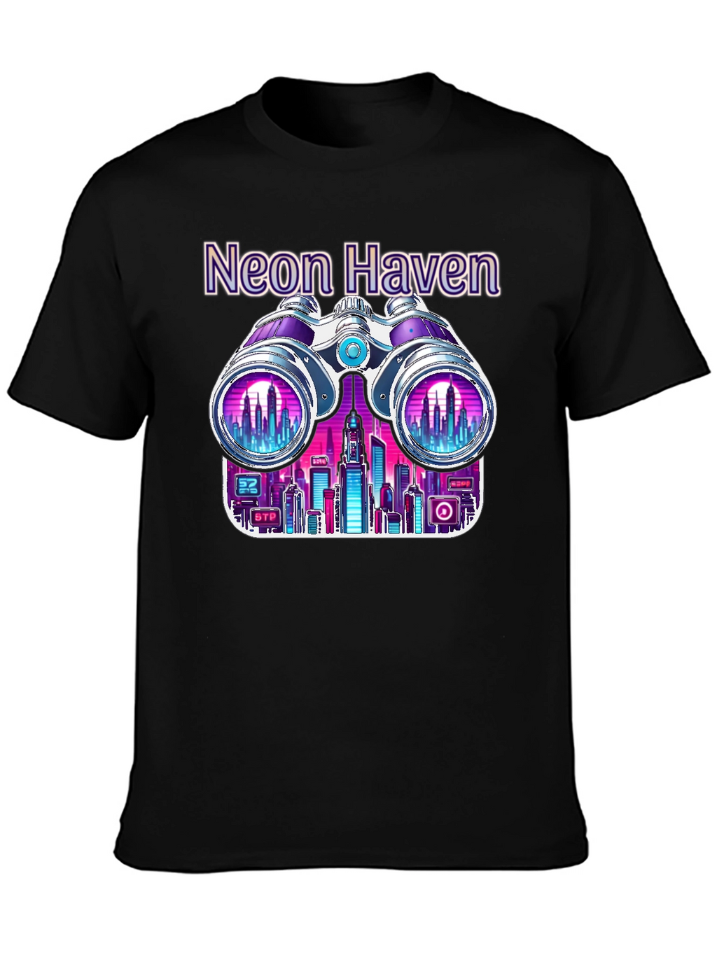 Neon Haven Cityscape Graphic Tee - Stylish Urban Fashion