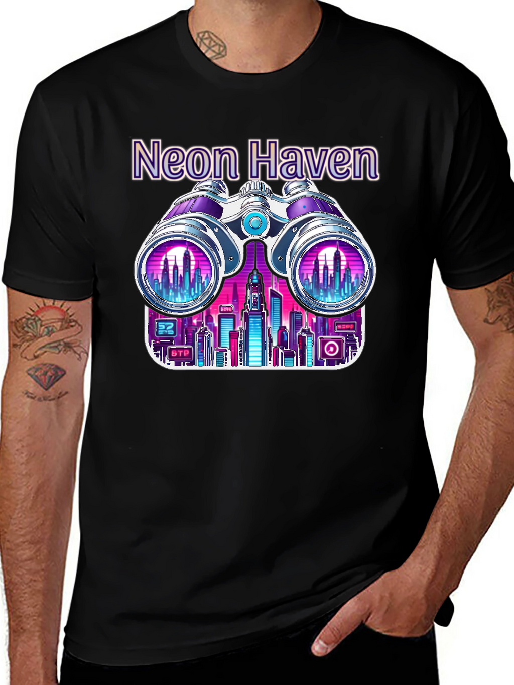 Neon Haven Cityscape Graphic Tee - Stylish Urban Fashion