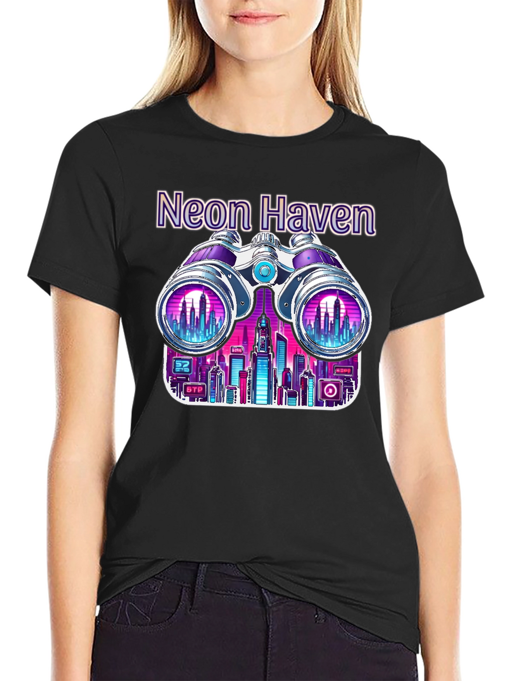 Neon Haven Cityscape Graphic Tee - Stylish Urban Fashion