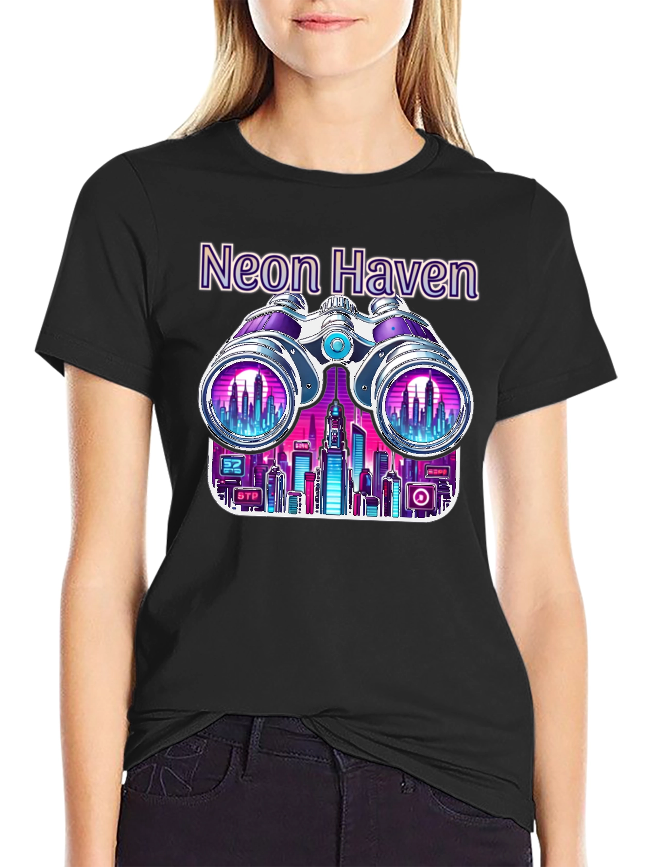 Neon Haven Cityscape Graphic Tee - Stylish Urban Fashion