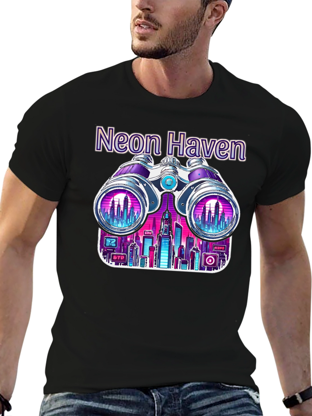 Neon Haven Cityscape Graphic Tee - Stylish Urban Fashion