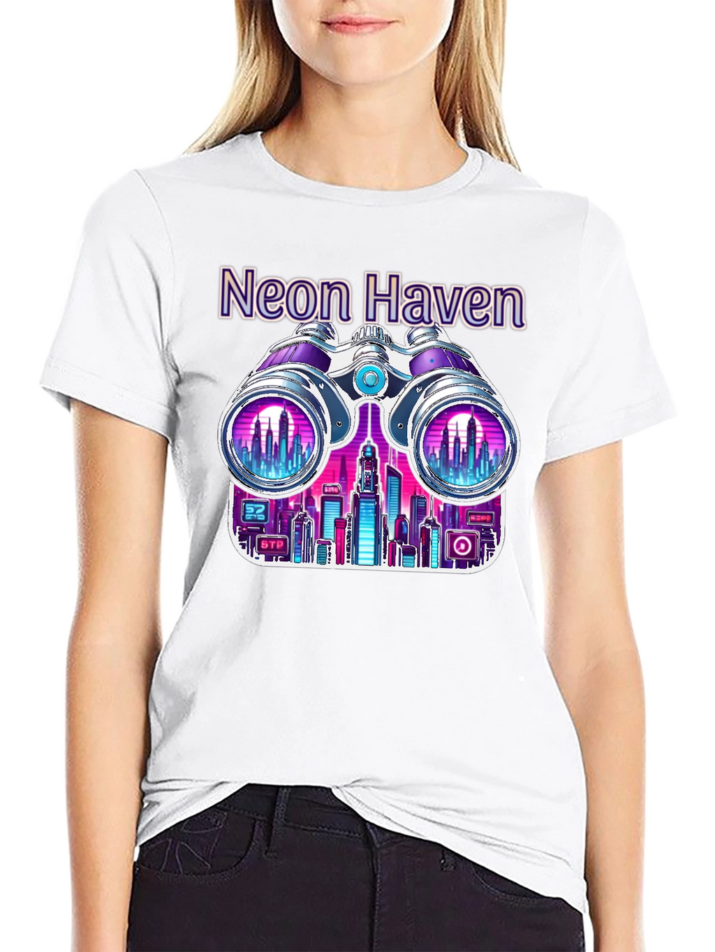 Neon Haven Cityscape Graphic Tee - Stylish Urban Fashion