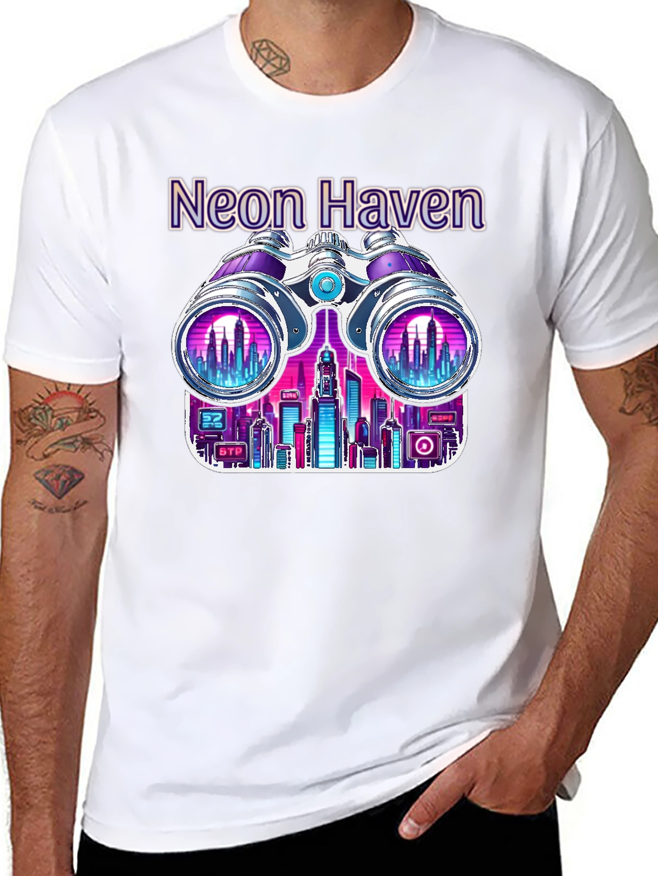 Neon Haven Cityscape Graphic Tee - Stylish Urban Fashion