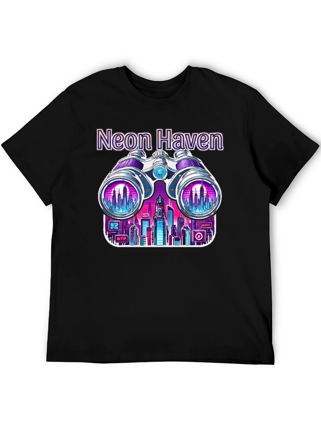 Neon Haven Cityscape Graphic Tee - Stylish Urban Fashion