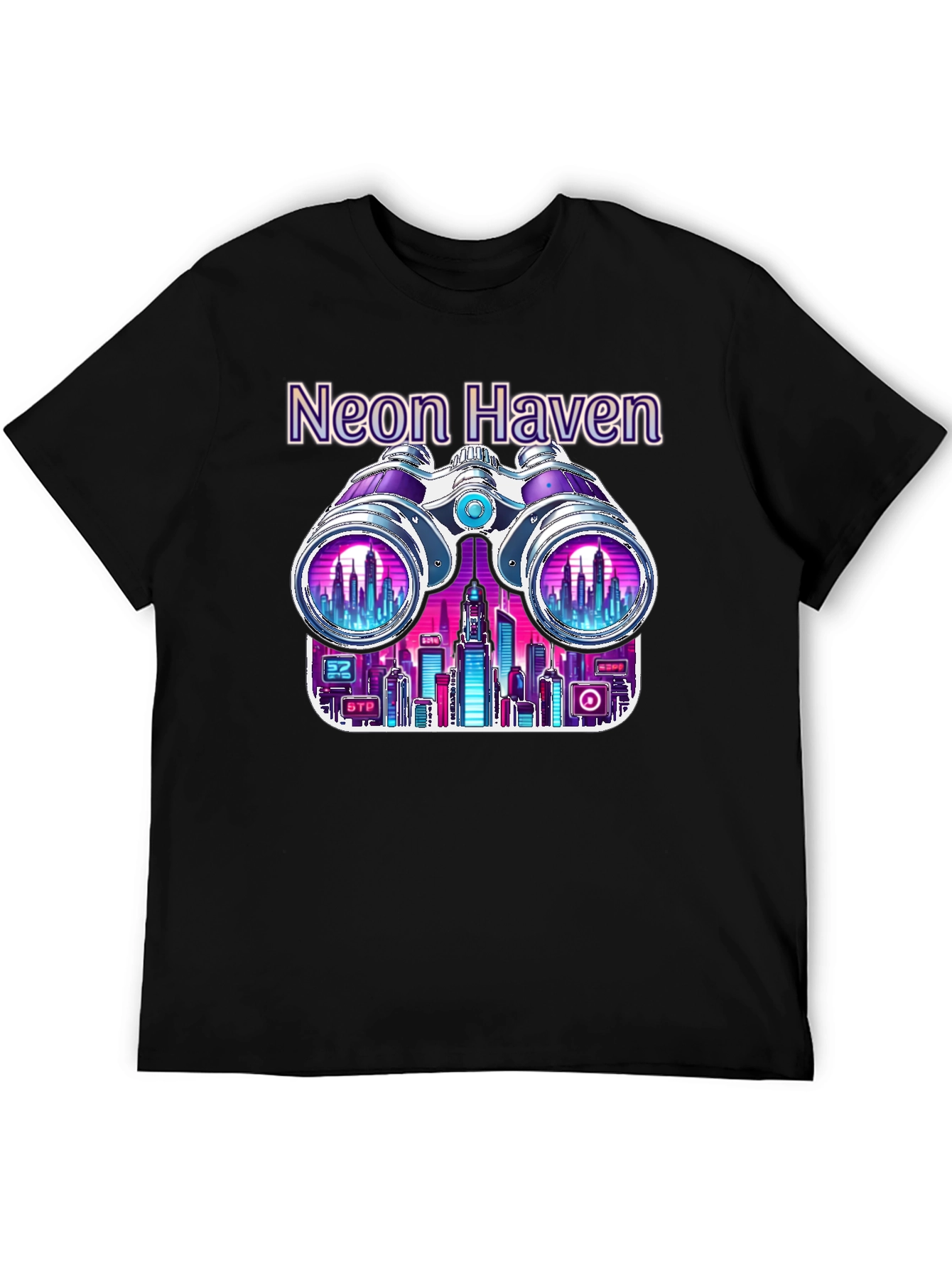 Neon Haven Cityscape Graphic Tee - Stylish Urban Fashion