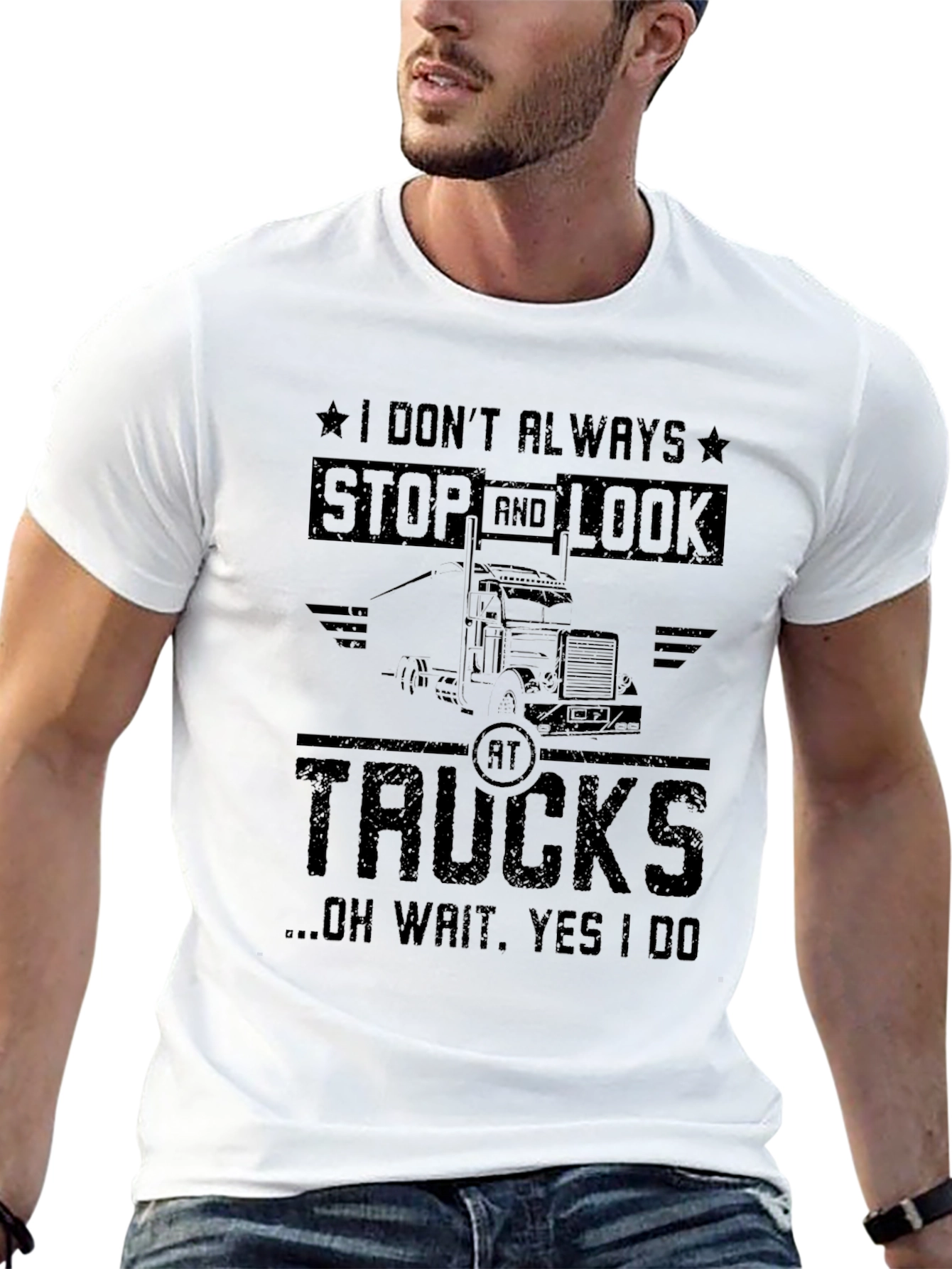 Truck Lover Graphic Tee - I Dont Always Stop