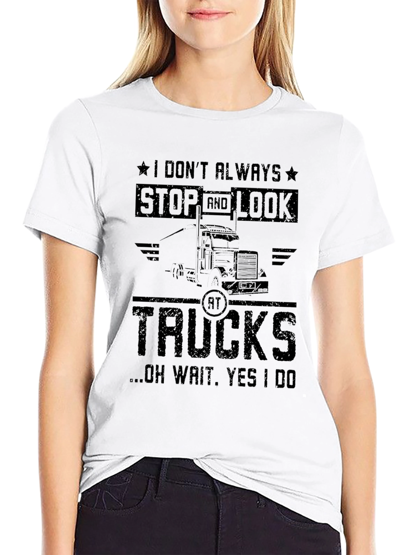 Truck Lover Graphic Tee - I Dont Always Stop