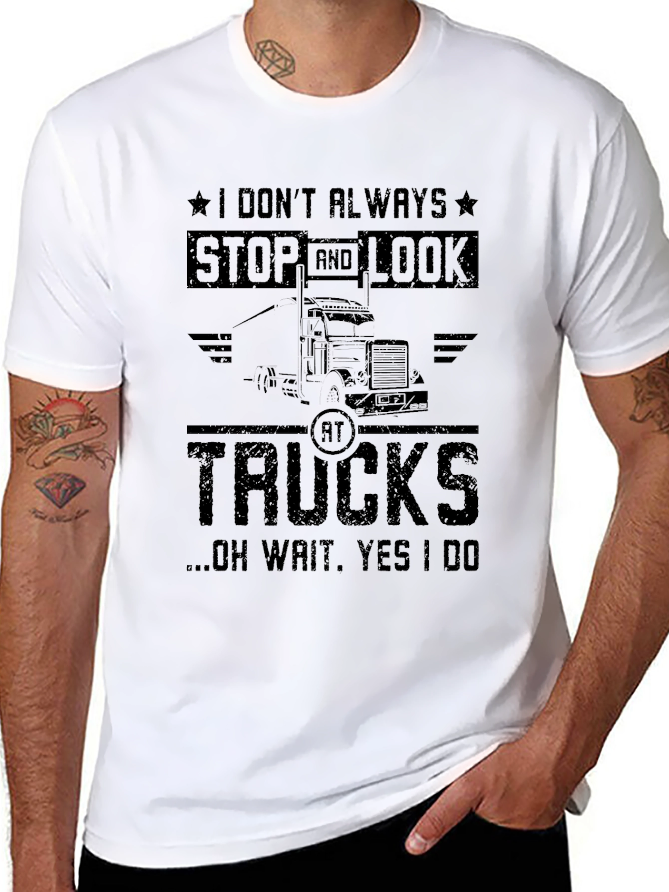 Truck Lover Graphic Tee - I Dont Always Stop