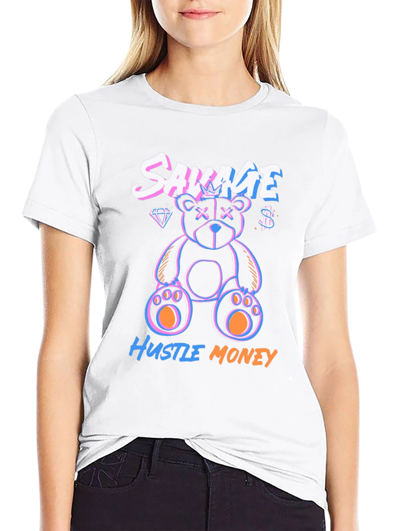 Savage Hustle Money Black Graphic T-Shirt