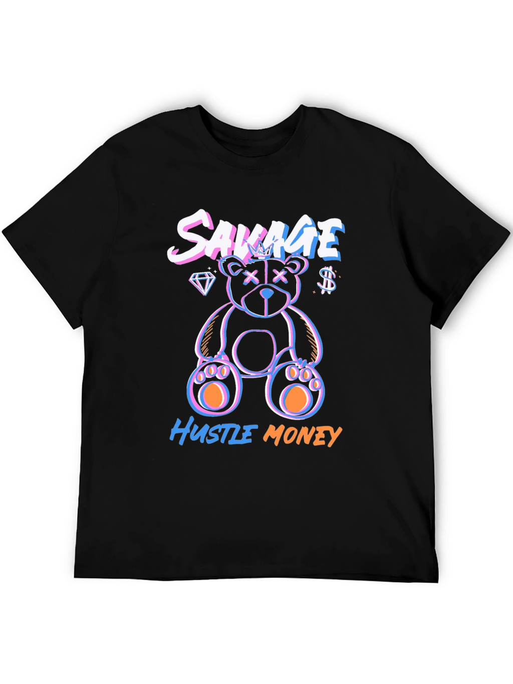 Savage Hustle Money Black Graphic T-Shirt