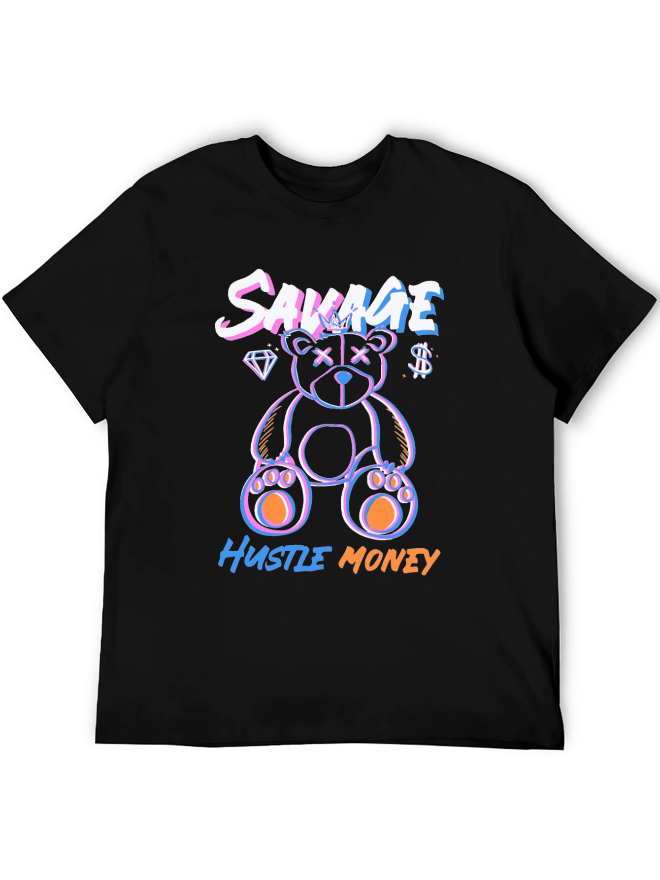 Savage Hustle Money Black Graphic T-Shirt