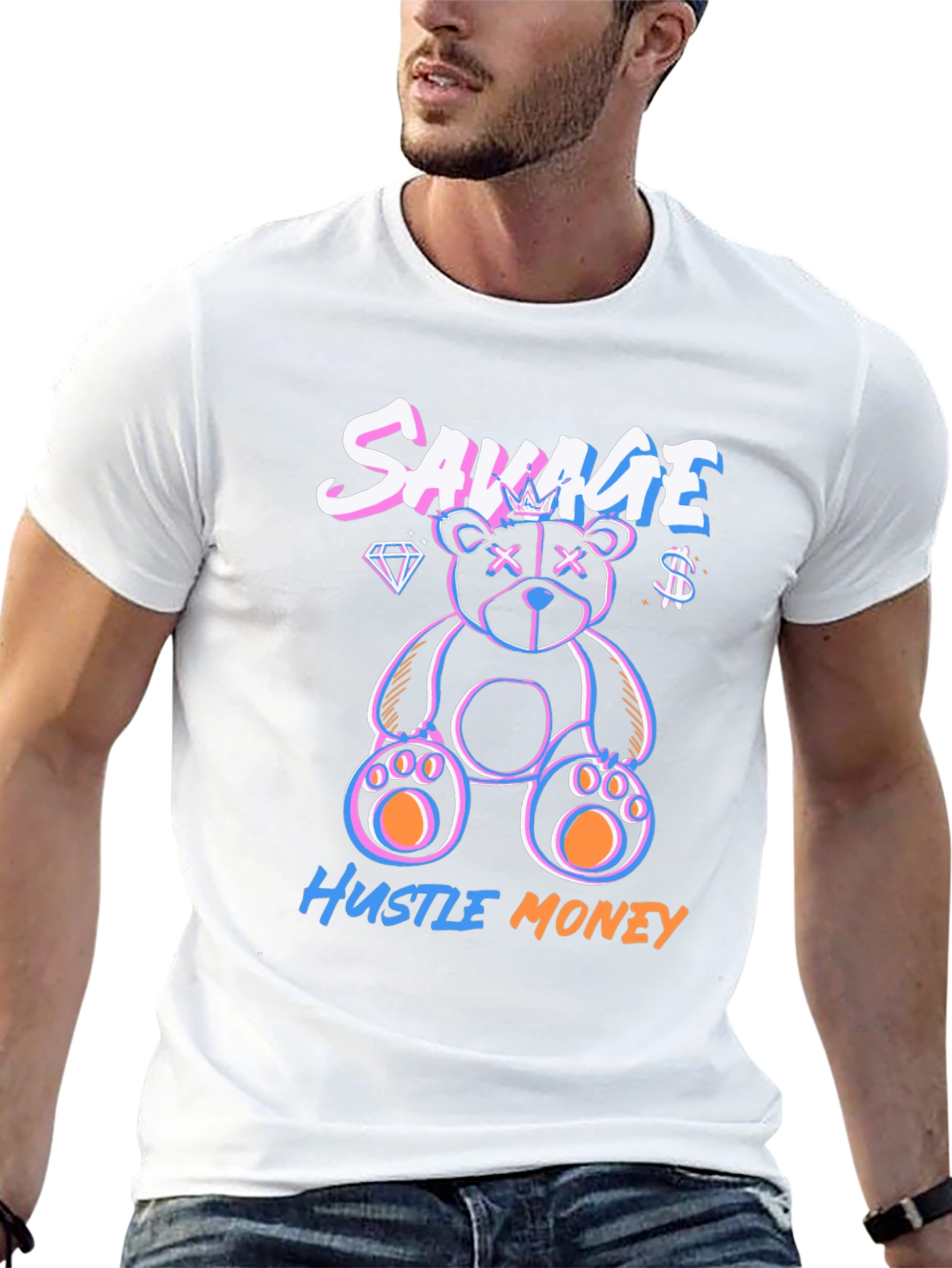 Savage Hustle Money Black Graphic T-Shirt