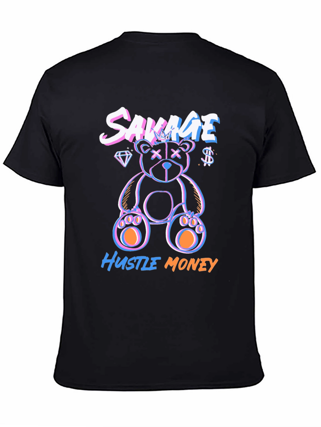 Savage Hustle Money Black Graphic T-Shirt
