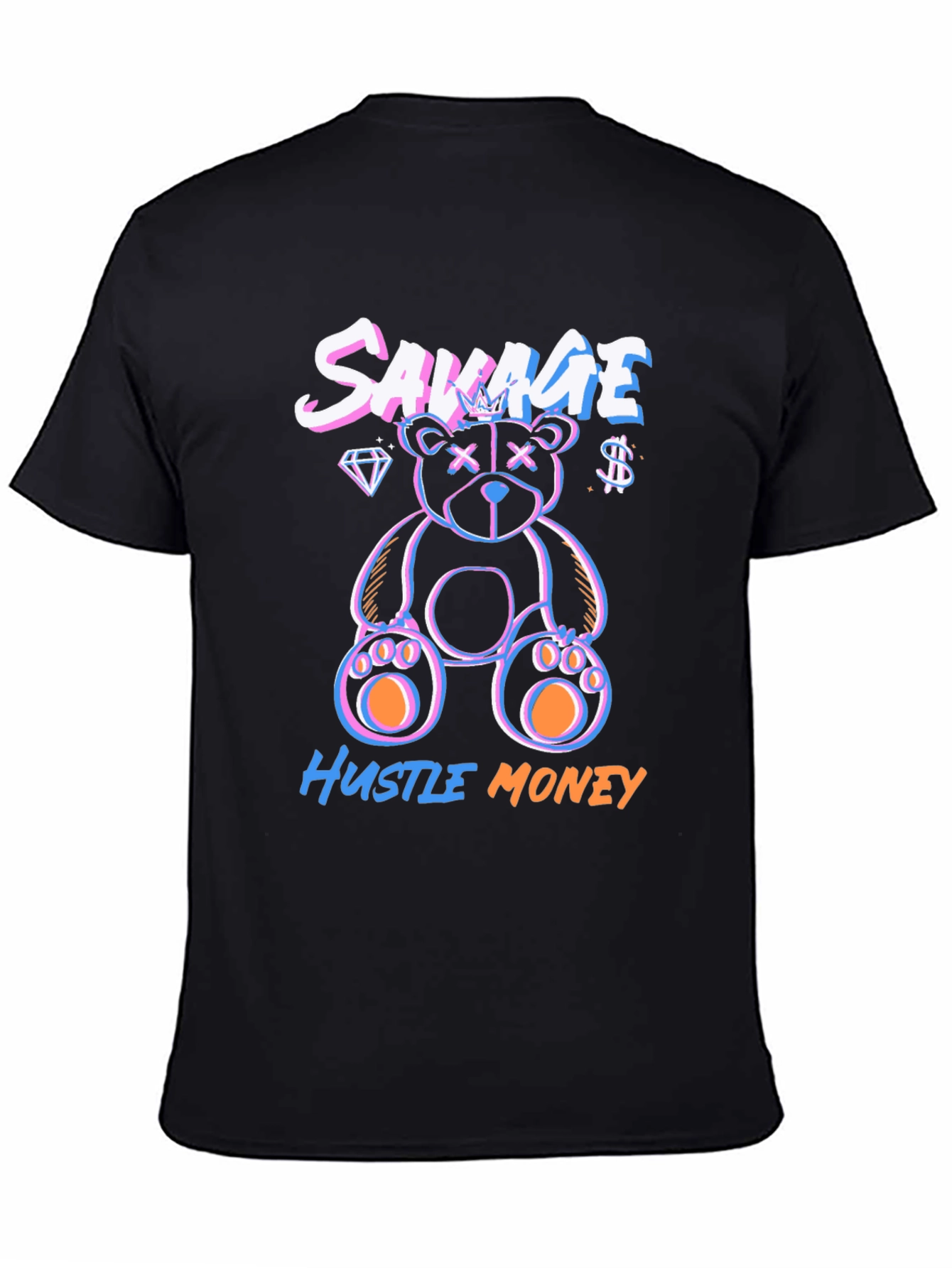 Savage Hustle Money Black Graphic T-Shirt