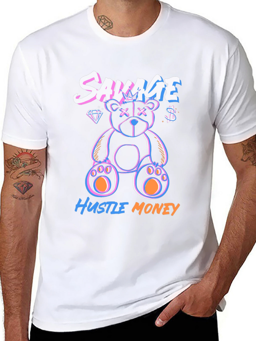 Savage Hustle Money Black Graphic T-Shirt